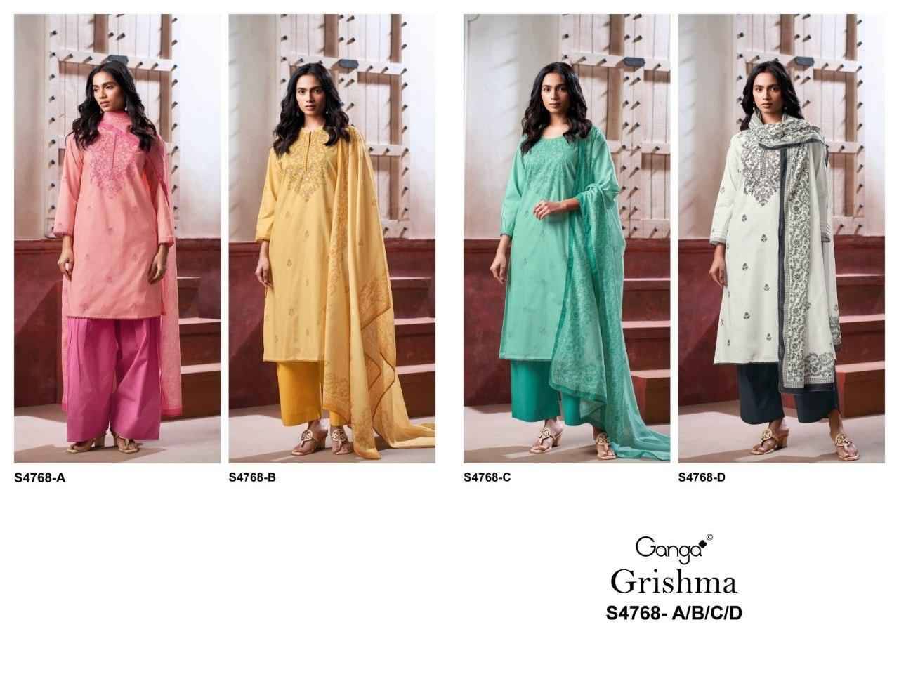 GRISHMA 4768 Series By Ganga Fashion Beautiful Festive Suits Stylish Colorful Fancy Casual Wear & Ethnic Wear PREMIUM COTTON Dresses At Wholesale Price